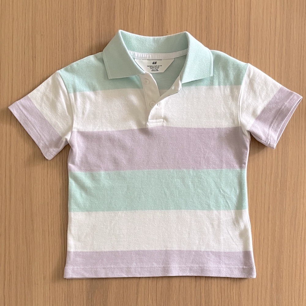 H&M, kid’s striped Boys pastel colors polo shirt, size 2/3